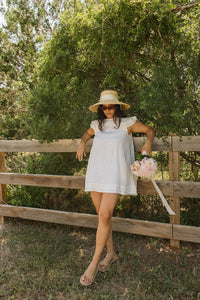 Inez Mini Dress - Natural White 100% Linen