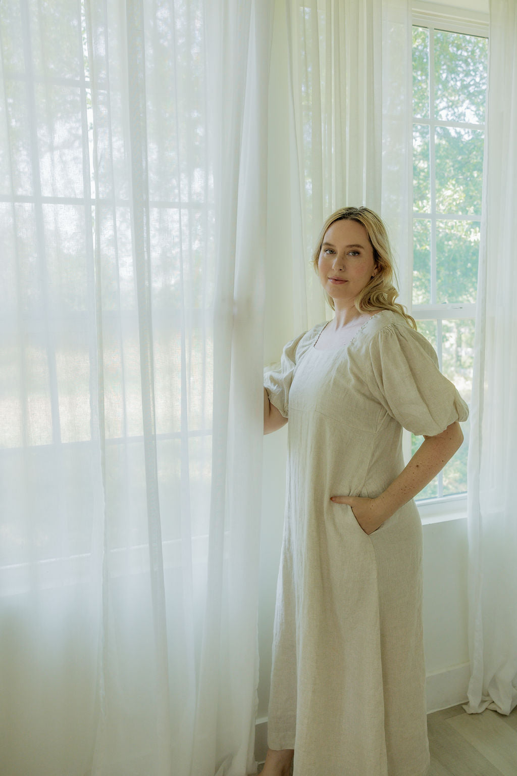 Sophia Maxi Dress - Oatmeal 100% Linen Road To Rodanthe Sophia Maxi Dress - Oatmeal 100% Linen Road To Rodanthe