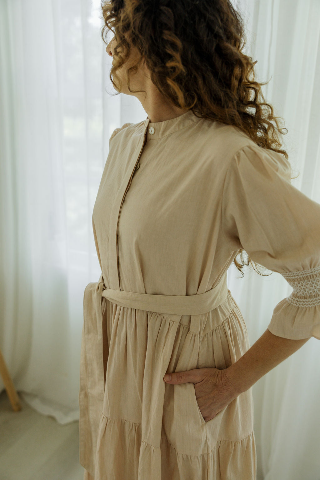 terracotta long sleeve dress Moxie Midi Dress