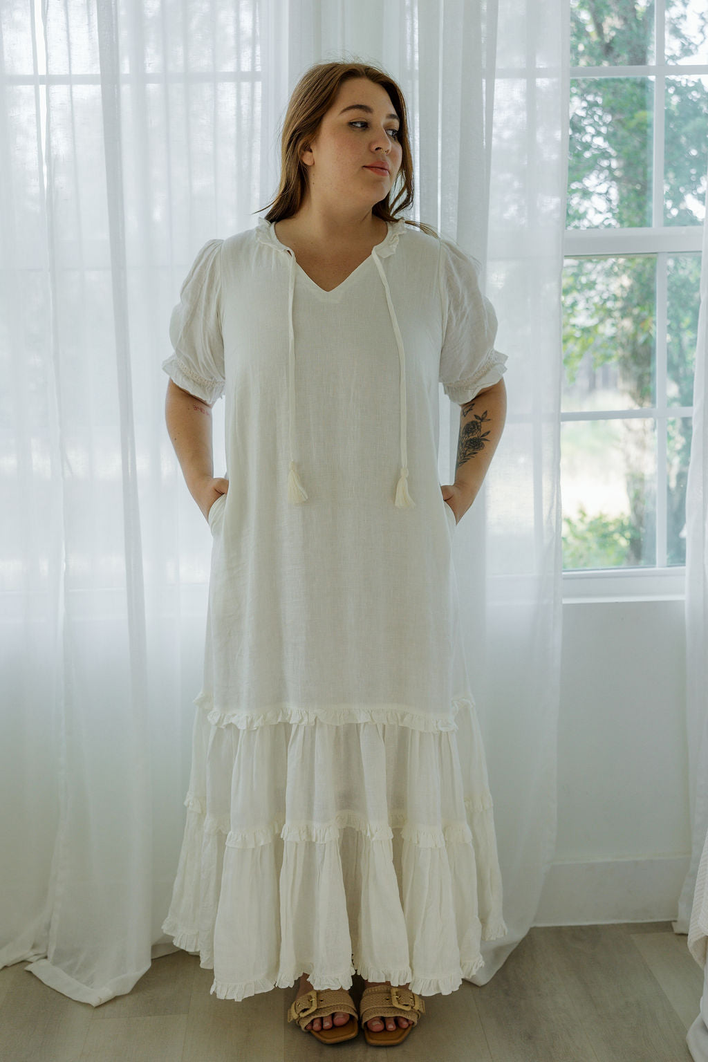 Birdie Maxi Dress - Natural White 100% Linen Birdie Maxi Dress - Natural White 100% Linen