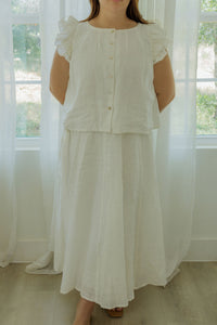 May Maxi Skirt - Natural White 100% Linen