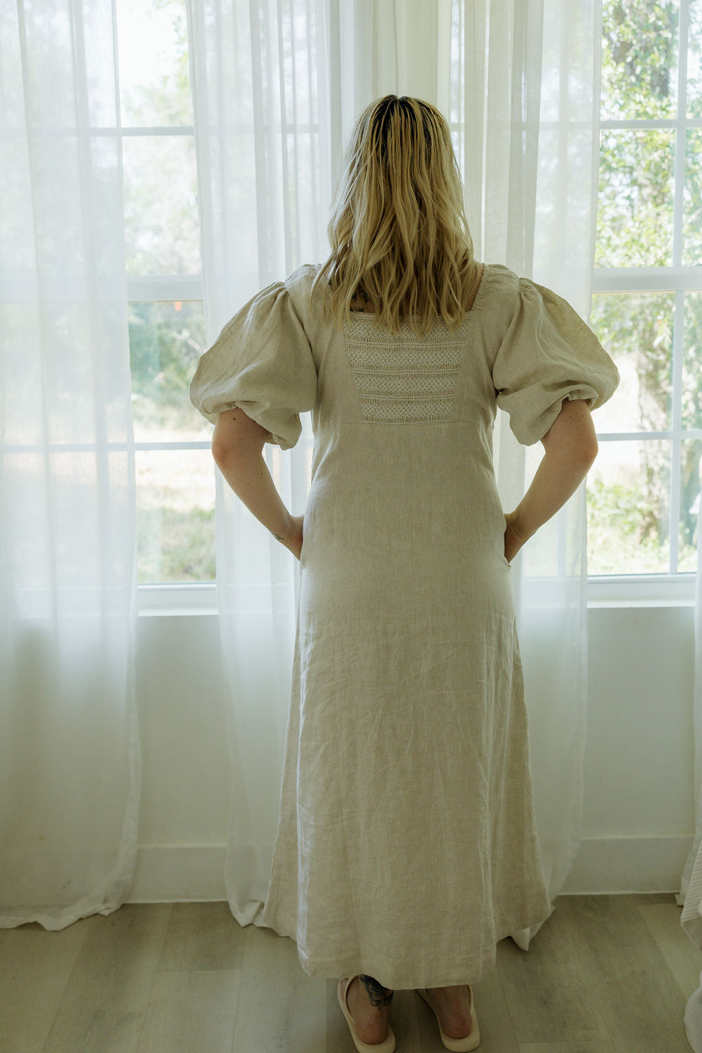 Sophia Maxi Dress - Oatmeal 100% Linen Road To Rodanthe Sophia Maxi Dress - Oatmeal 100% Linen Road To Rodanthe