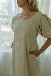Sophia Maxi Dress - Oatmeal 100% Linen