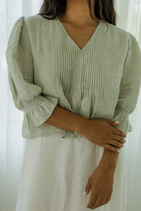 Libbie Blouse - Eucalyptus 100% Linen