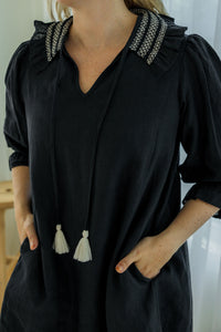 Josie Mini Dress - Ink 100% Linen