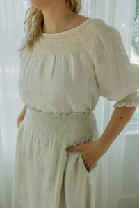 Ellie Blouse - Natural White 100% Linen