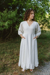Allie Midi Dress - Natural White 100% Linen