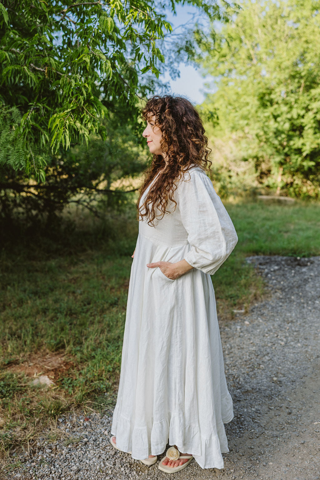 Allie Midi Dress - Natural White 100% Linen – Road To Rodanthe