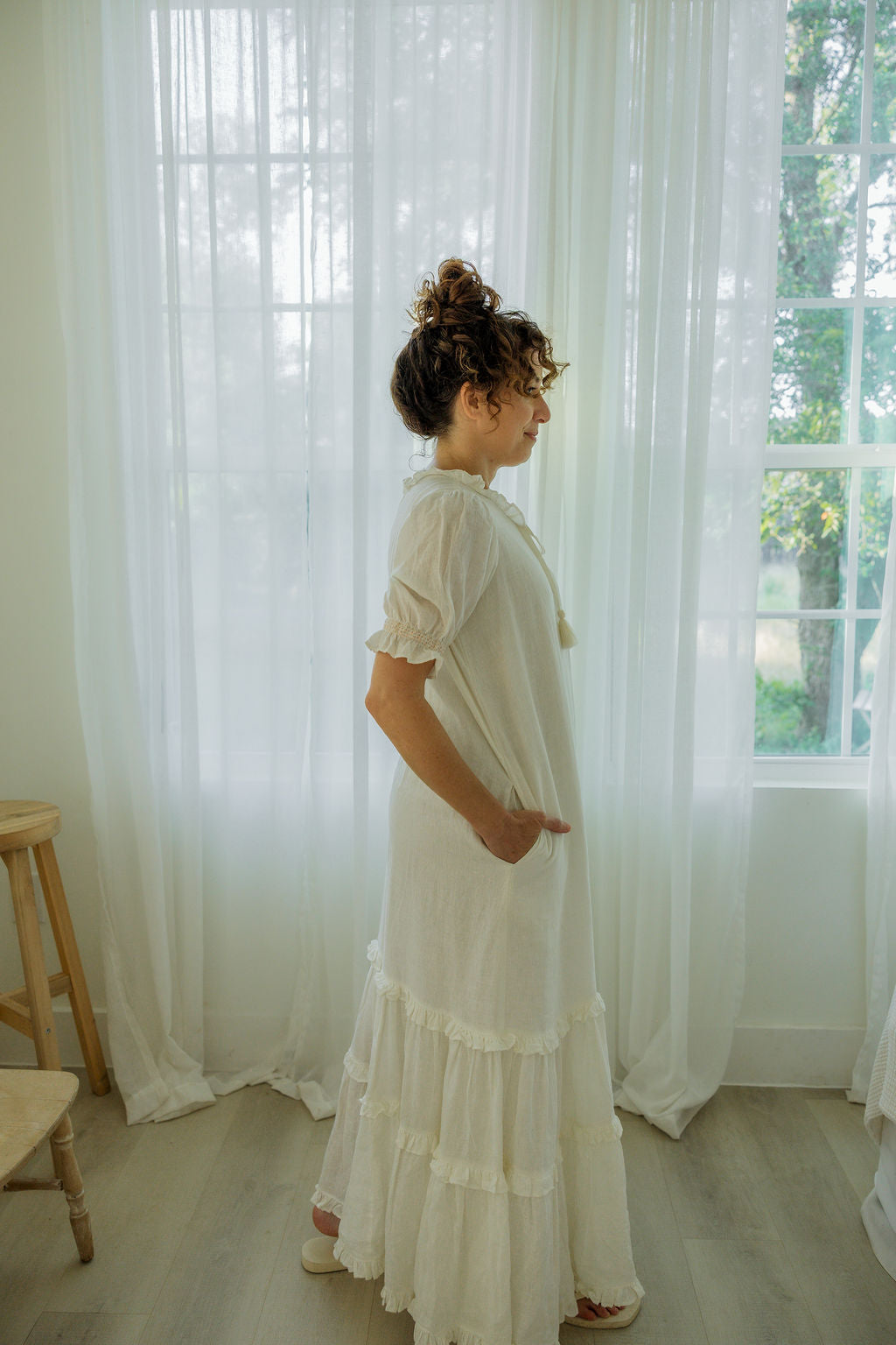 Birdie Maxi Dress - Natural White 100% Linen Road To Rodanthe Birdie Maxi Dress - Natural White 100% Linen Road To Rodanthe