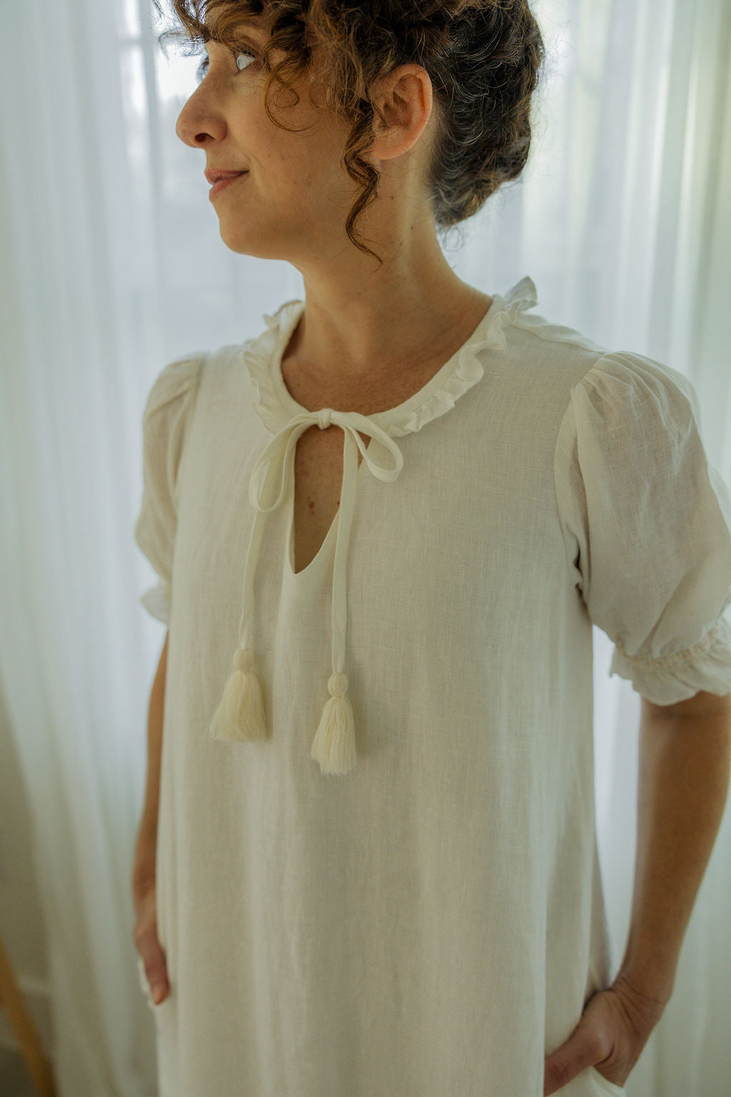 Birdie Maxi Dress - Natural White 100% Linen Road To Rodanthe Birdie Maxi Dress - Natural White 100% Linen Road To Rodanthe