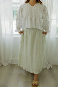 Beth Maxi Skirt - Eucalyptus 100% Linen